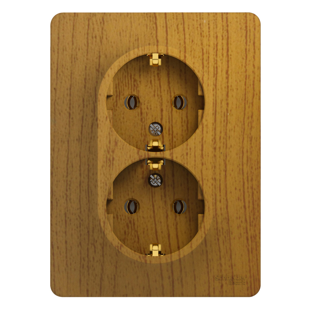 Изображение товара Systeme Electric Glossa Дерево Дуб Розетка 2-я с/з (в сборе с рамкой)