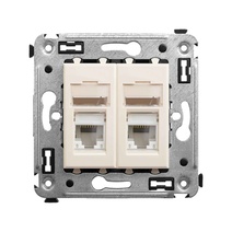 Изображение товара DKC Avanti Компьютерная розетка RJ-45 в стену, кат.6 двойная, "Ванильная дымка"