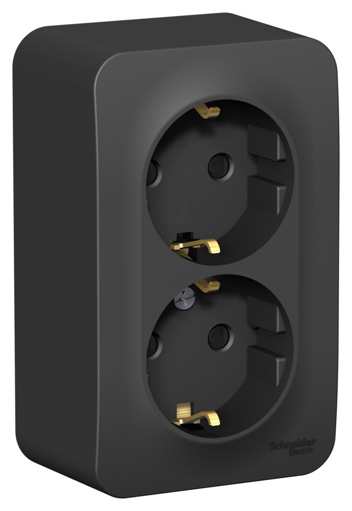 Изображение товара Systeme Electric Blanca наруж Антрацит Розетка 2-ая с/з со шторками 16А,250В, изолир. пластина