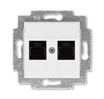Изображение товара ABB EPJ Levit белый / белый Розетка компьютерная, 2хRJ45 кат,5e, белый