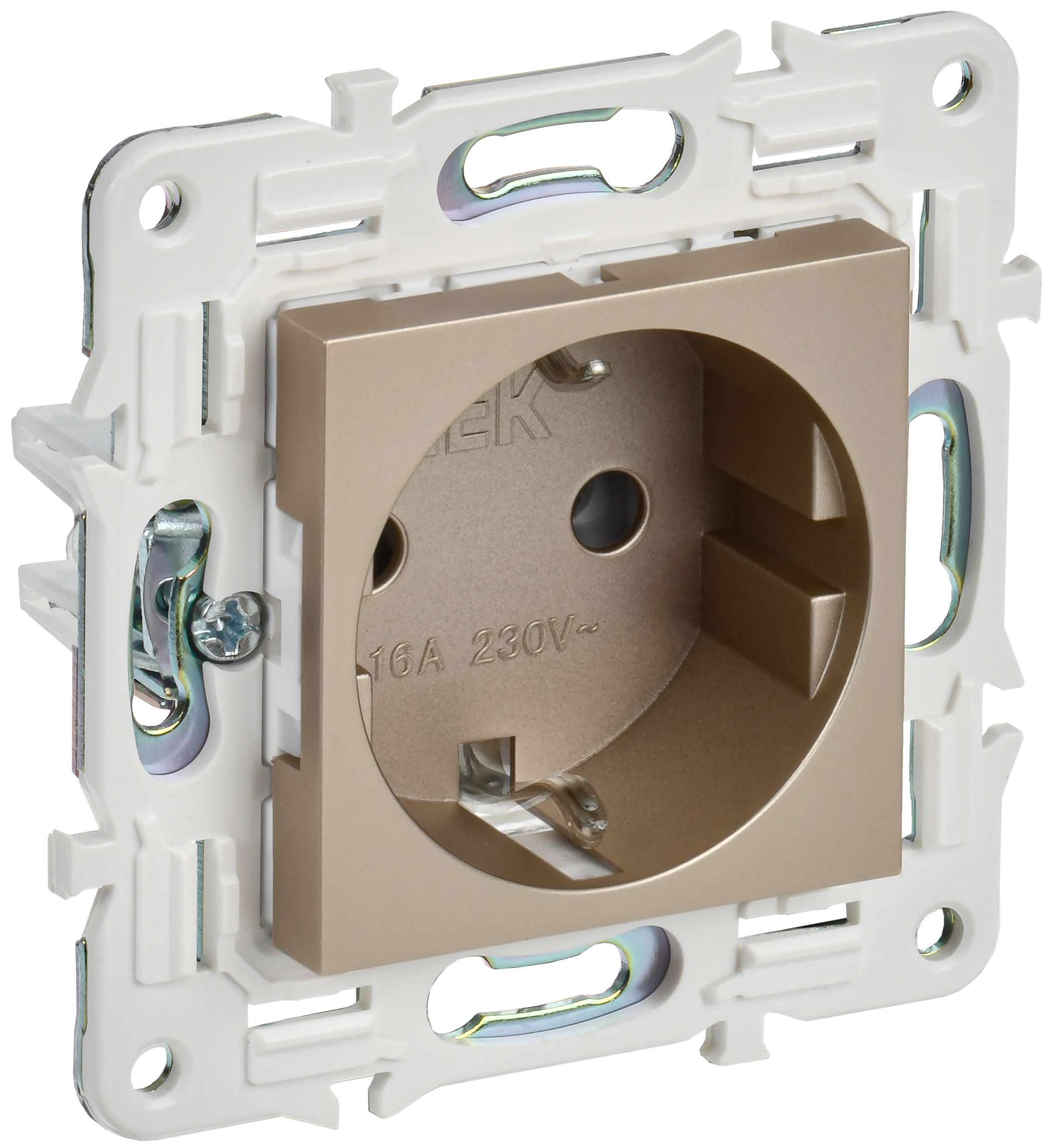 Изображение товара IEK SKANDY Шампань Розетка с/з без защитных шторок 16А SK-R05Sh