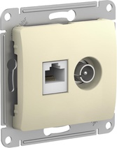 Изображение товара Systeme Electric Glossa Беж Розетка двойная TV + компьютерная RJ45, кат. 5Е