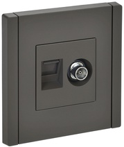 Изображение товара IEK FORTE&PIANO Серый Розетка двойная TV+RJ45 кат.5E FP336