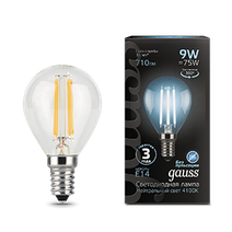 Изображение товара Gauss Лампа Filament Шар 9W 710lm 4100К Е14 LED