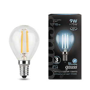 Изображение товара Светодиодная шаровая лампа Gauss 9W Е14 710lm 4100К для стильных интерьеров Изображение товара Светодиодная шаровая лампа Gauss 9W Е14 710lm 4100К для стильных интерьеров