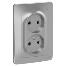 Изображение товара Systeme Electric Blanca внутр Алюминий Розетка 2-ая б/з без шторок, 16А, 250В