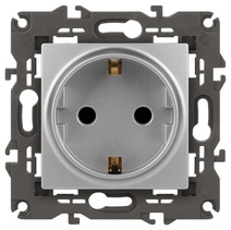 Изображение товара ЭРА Розетка Elegance 14-2102-03 с заземлением 2P+E Schuko со шторками 16A-250В IP20 алюминий