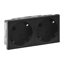 Изображение товара Legrand Mosaiс Розетка 2 х 2К+3 под углом 45° - Программа Mosaic - немецкий стандарт - 4 модуля - матовая черная.