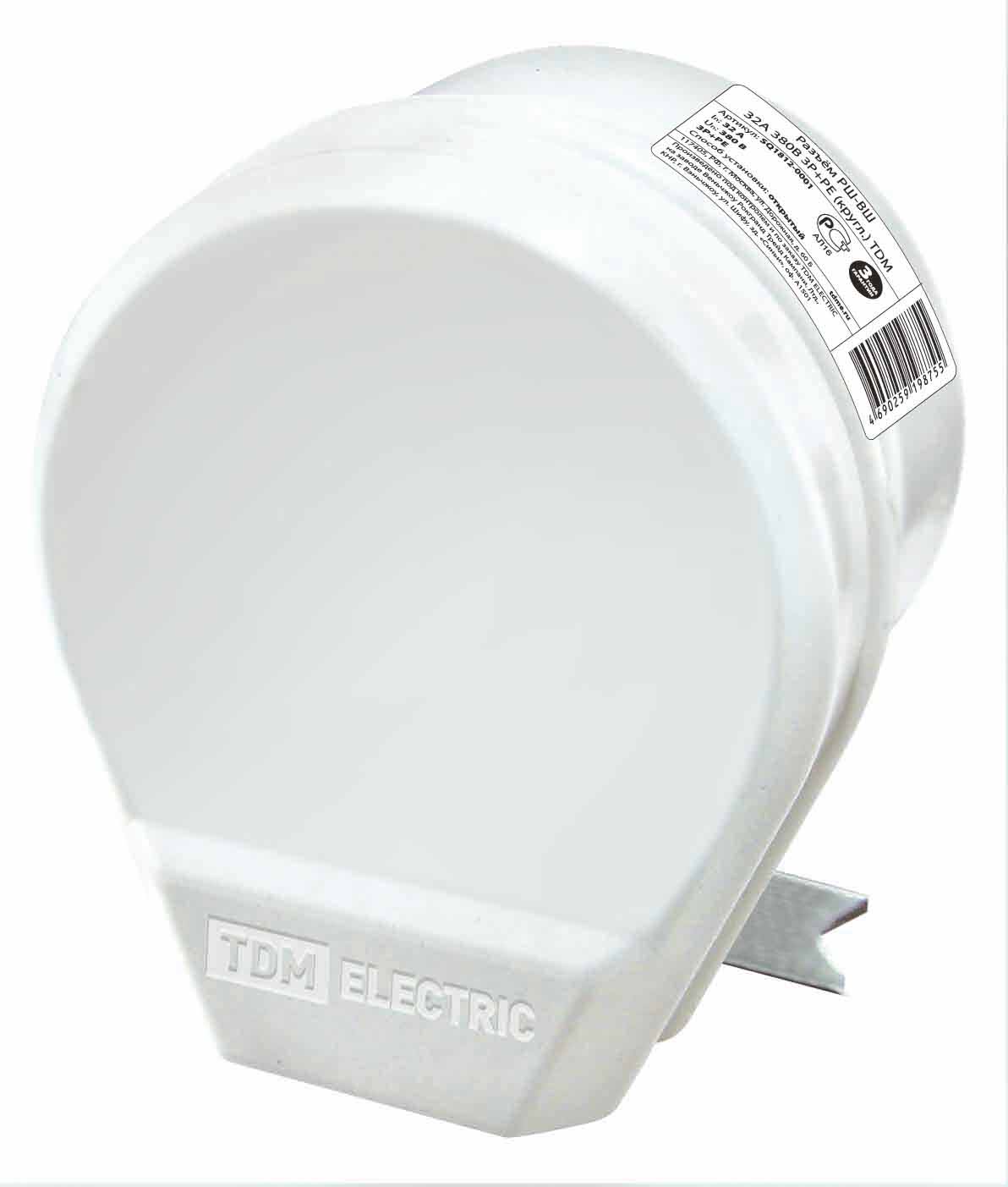 Изображение товара Разъем РШ-ВШ TDM 32А 250В 2P+PE Белый