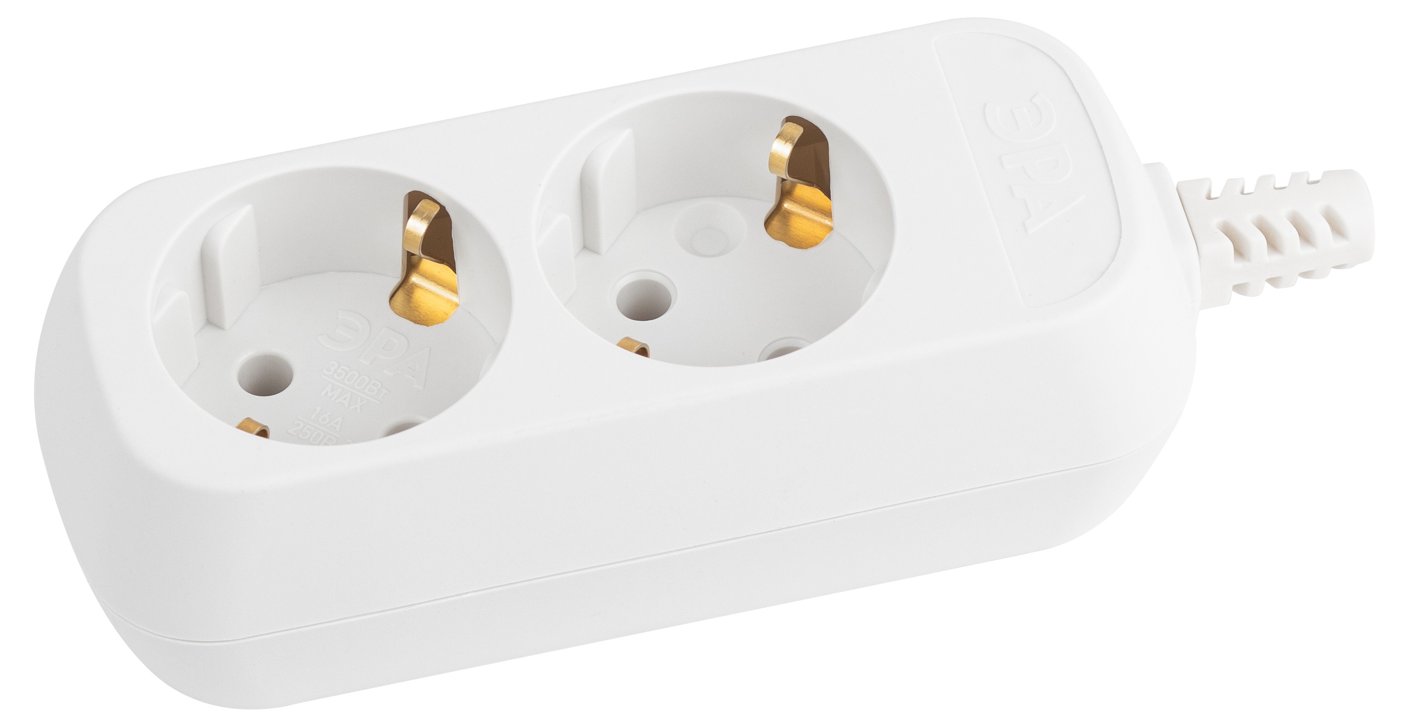 Изображение товара Колодка ЭРА KX-2e с заземлением | 2 розетки 16 А, белая, IP20