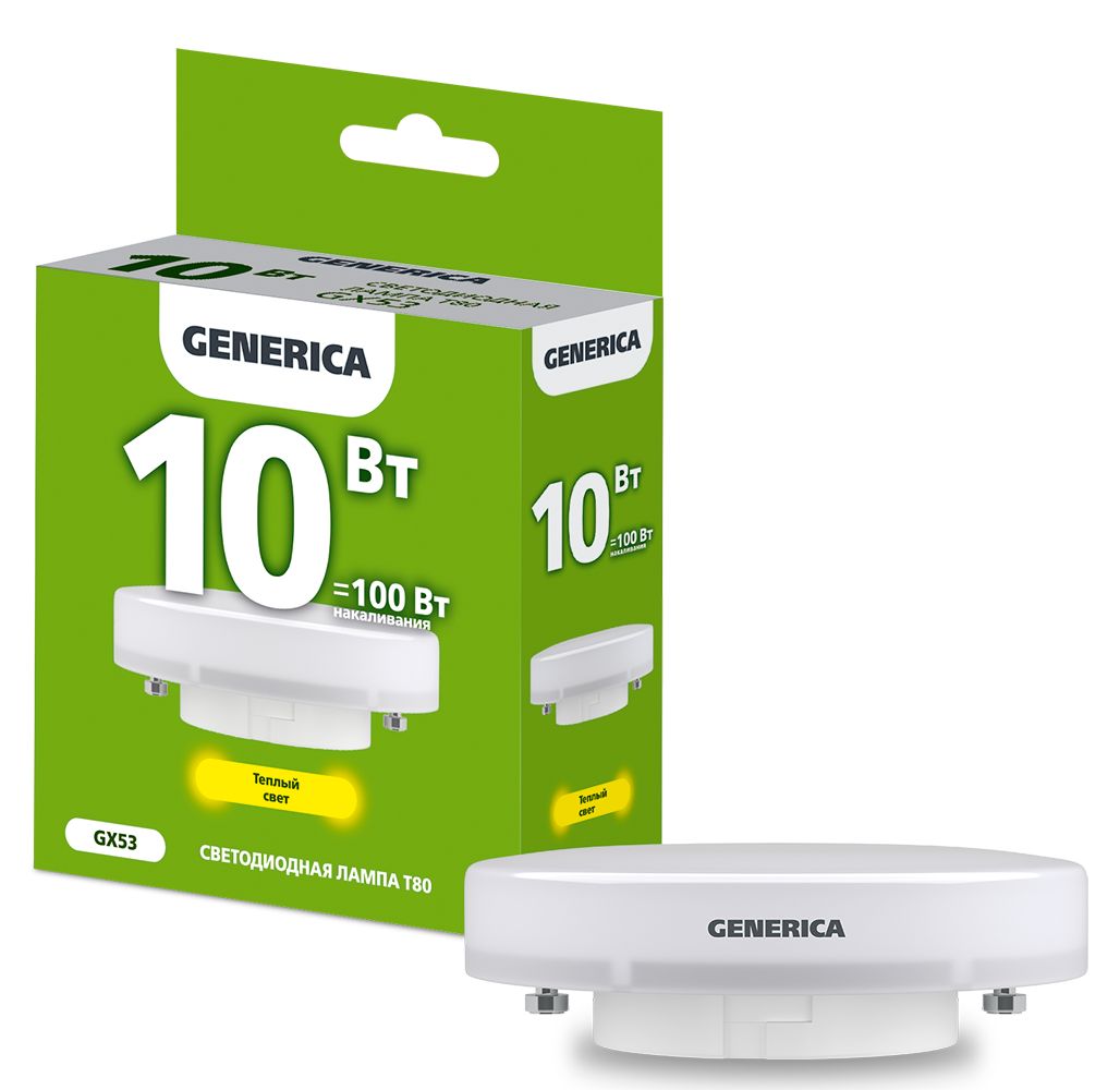 Изображение товара IEK GENERICA Лампа LED T80 таблетка 10Вт 230В 3000К GX53