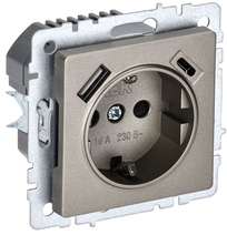 Изображение товара IEK BRITE BASE Шампань Розетка с з/к/ш 16А с USB A+C 18Вт РЮш11-1-БрШ Изображение товара IEK BRITE BASE Шампань Розетка с з/к/ш 16А с USB A+C 18Вт РЮш11-1-БрШ