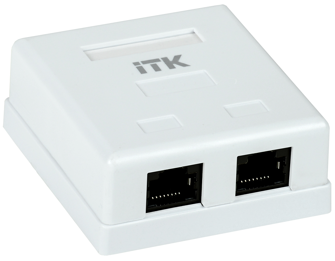 Изображение товара IEK ITK Настенная RJ45 2 порта категорий 5E розетка с корпусом