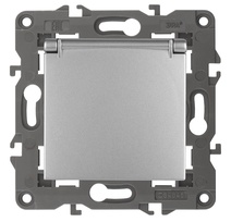 Изображение товара ЭРА Розетка Elegance 14-2103-03 с заземлением 2P+E Schuko со шторками с крышкой 16A-250В IP20 алюминий