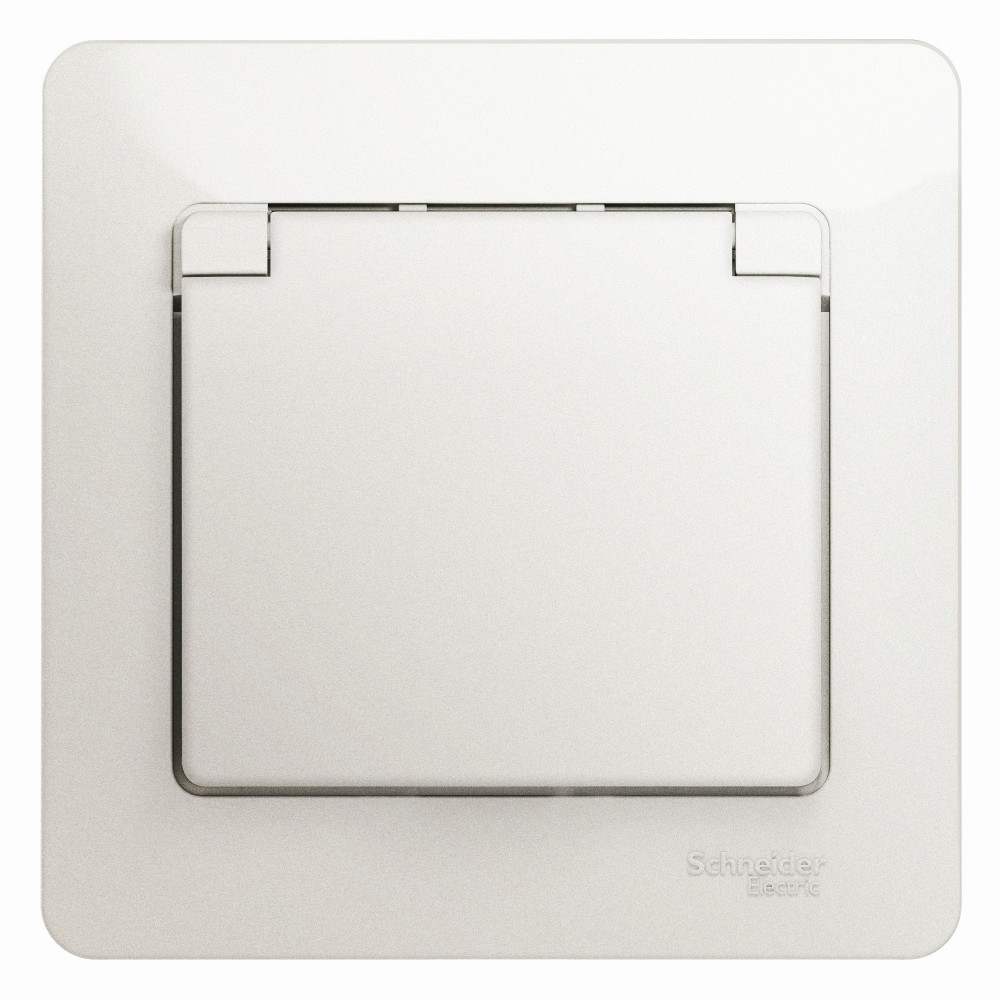 Изображение товара Systeme Electric Glossa Перламутр Розетка с/з со шторками с крышкой, 16А, IP20 (в сборе)