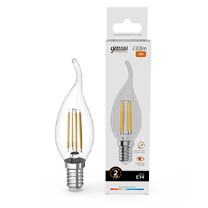 Изображение товара Лампа Gauss Filament Elementary Свеча на ветру 12W 730lm 2700К Е14 LED 1/10/100 Изображение товара Лампа Gauss Filament Elementary Свеча на ветру 12W 730lm 2700К Е14 LED 1/10/100