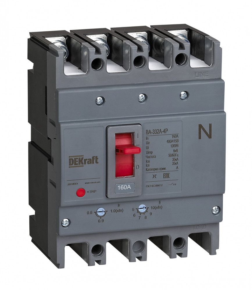 Изображение товара Dekraft Силовой автоматический выключатель 4P 63A 35кА ВА-332А