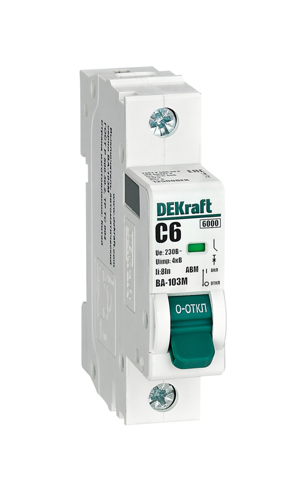 Изображение товара Dekraft Автоматический выключатель 1P 6А х-ка C 6кА ВА-103M