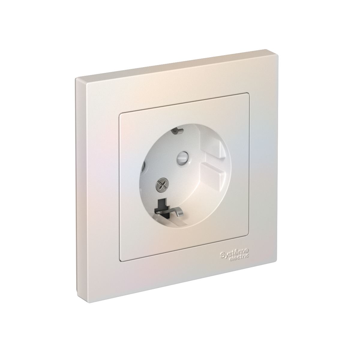 Изображение товара AtlasDesign жемчуг Розетка с заземлением 16А 250В с шторками белая