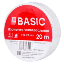Изображение товара EKF Basic Изолента класс В (0,13х15мм) (20м.) белая.