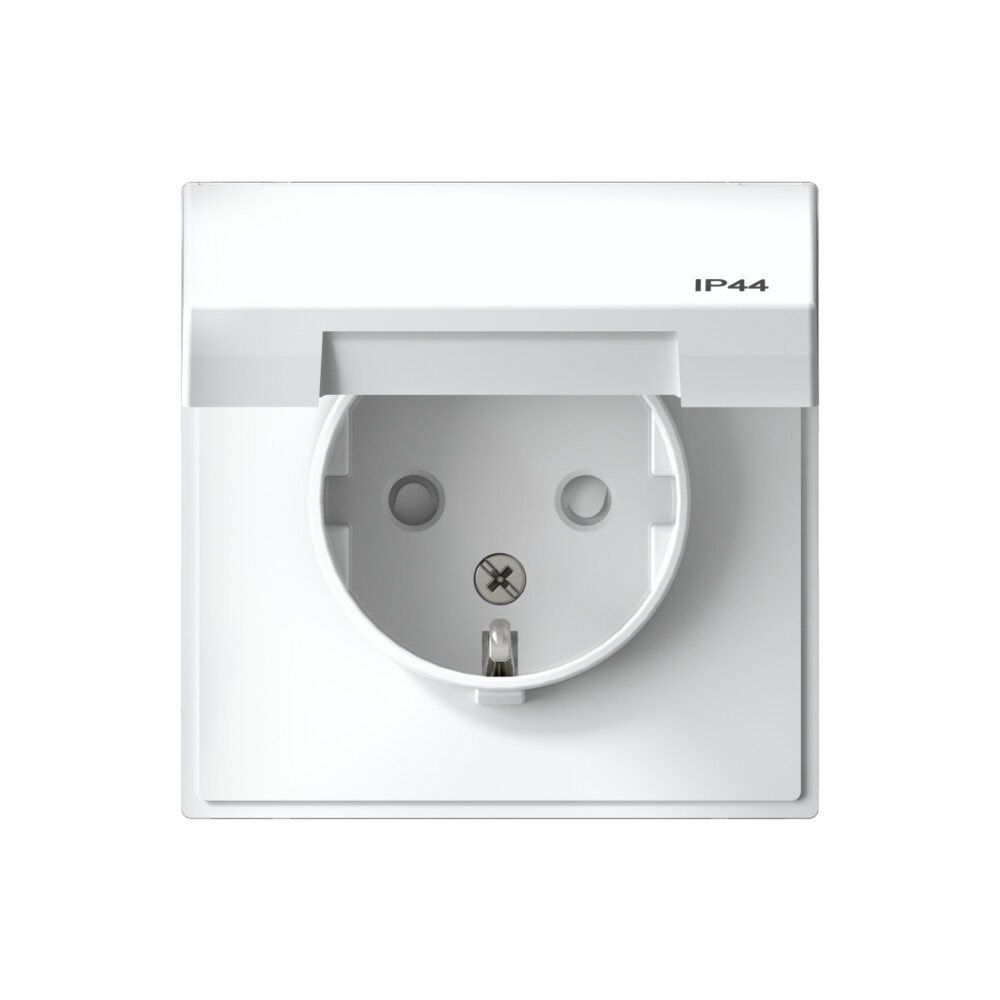 Изображение товара Systeme Electric ArtGallery Белый Розетка с заземл. со шт. с крышк, 16А, IP44, механизм