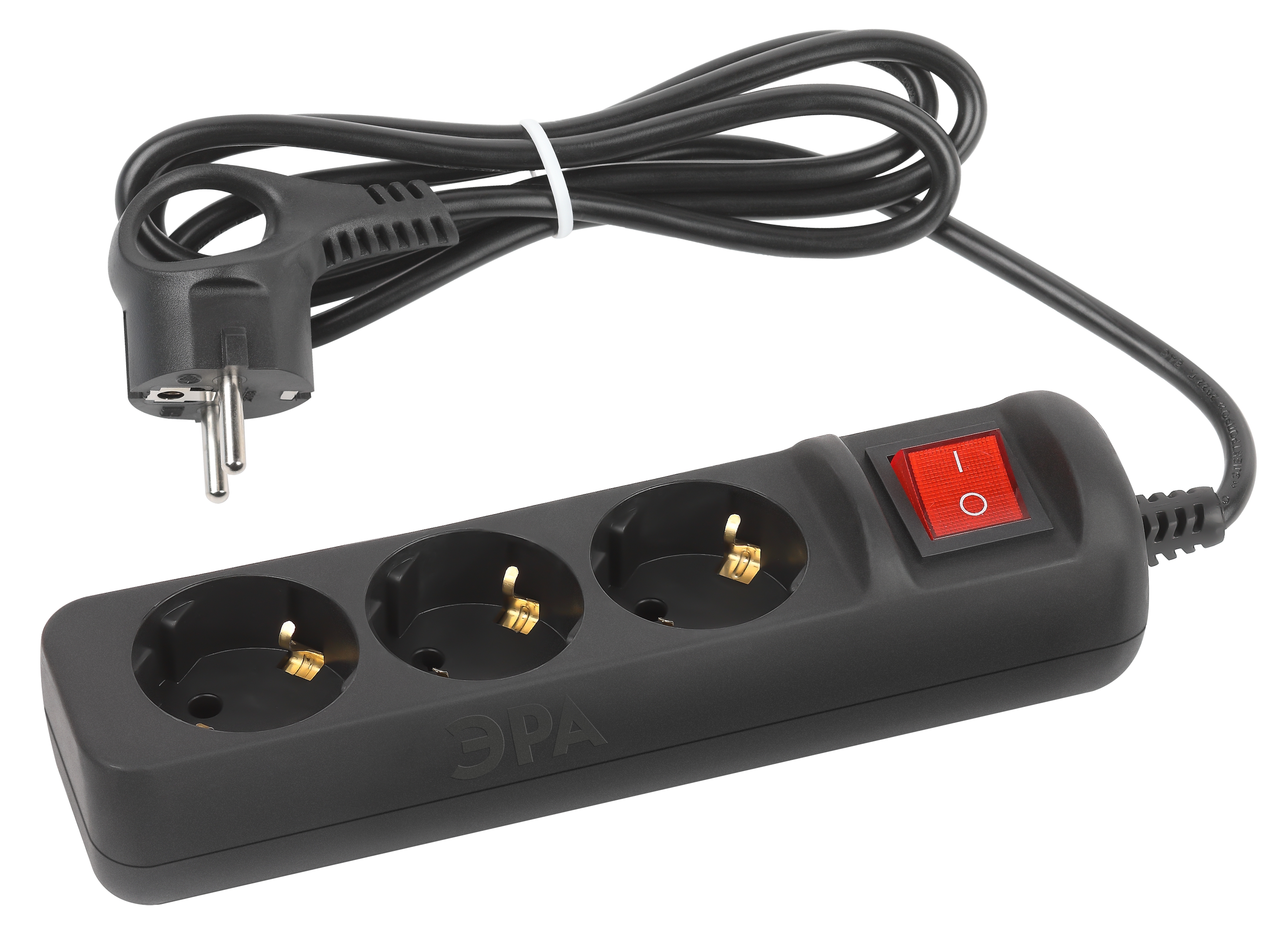 Изображение товара ЭРА Удлинитель электрический UX-3es-1,5m-B с заземлением с выключателем 3 розетки 1,5 м ПВС 3x0,75мм2 черный