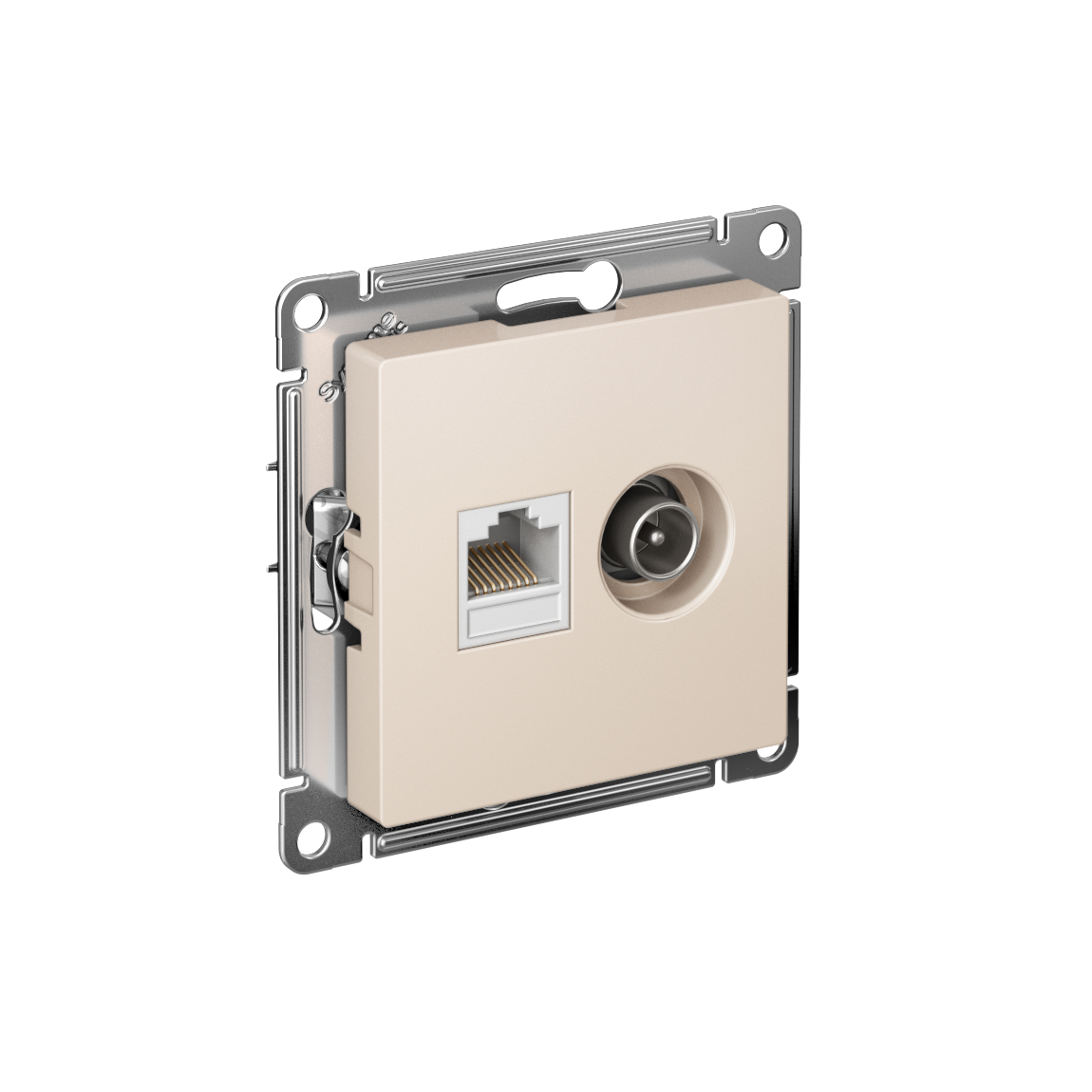 Изображение товара Systeme Electric AtlasDesign Беж Розетка двойная комп+ТВ, RJ45+TV, кат.5E, механизм