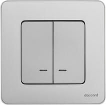 Изображение товара Legrand/Daccord INSPIRIA Алюминий Выключатель двухклавишный с подсветкой/индикацией 10 AX - 250 В.