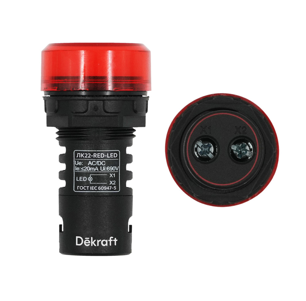 Изображение товара Dekraft Лампа комм. ADDS D22 LED кр. 220В AC/DC ЛK-22