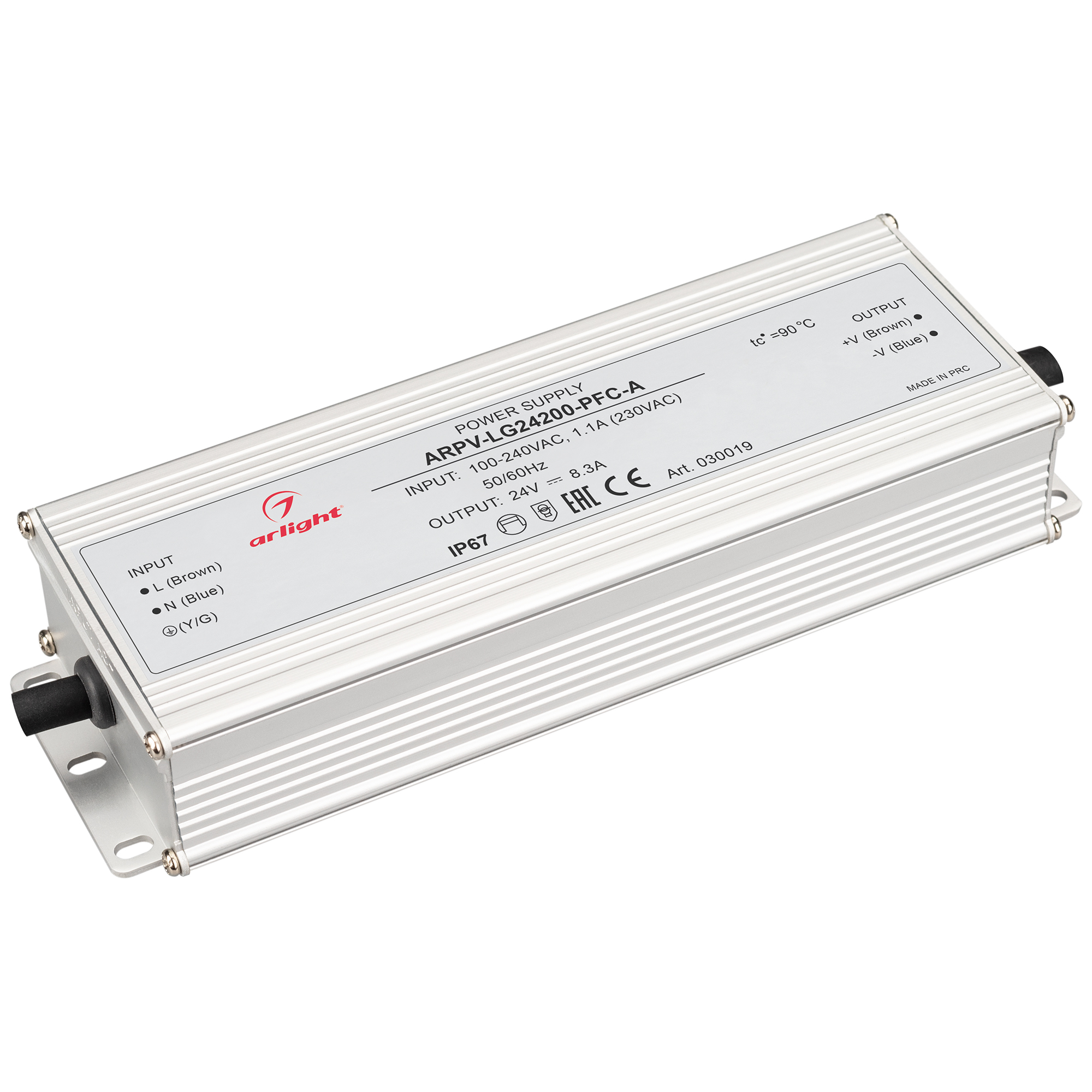 Изображение товара Arlight Блок питания ARPV-LG24200-PFC-A (24V, 8.3A, 200W) (IP67 Металл, 5 лет)