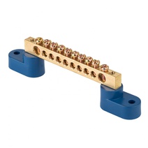 Изображение товара EKF PROxima Шина "0" N (6х9мм) 10 отверстий латунь 2 синих угловых изолятора.