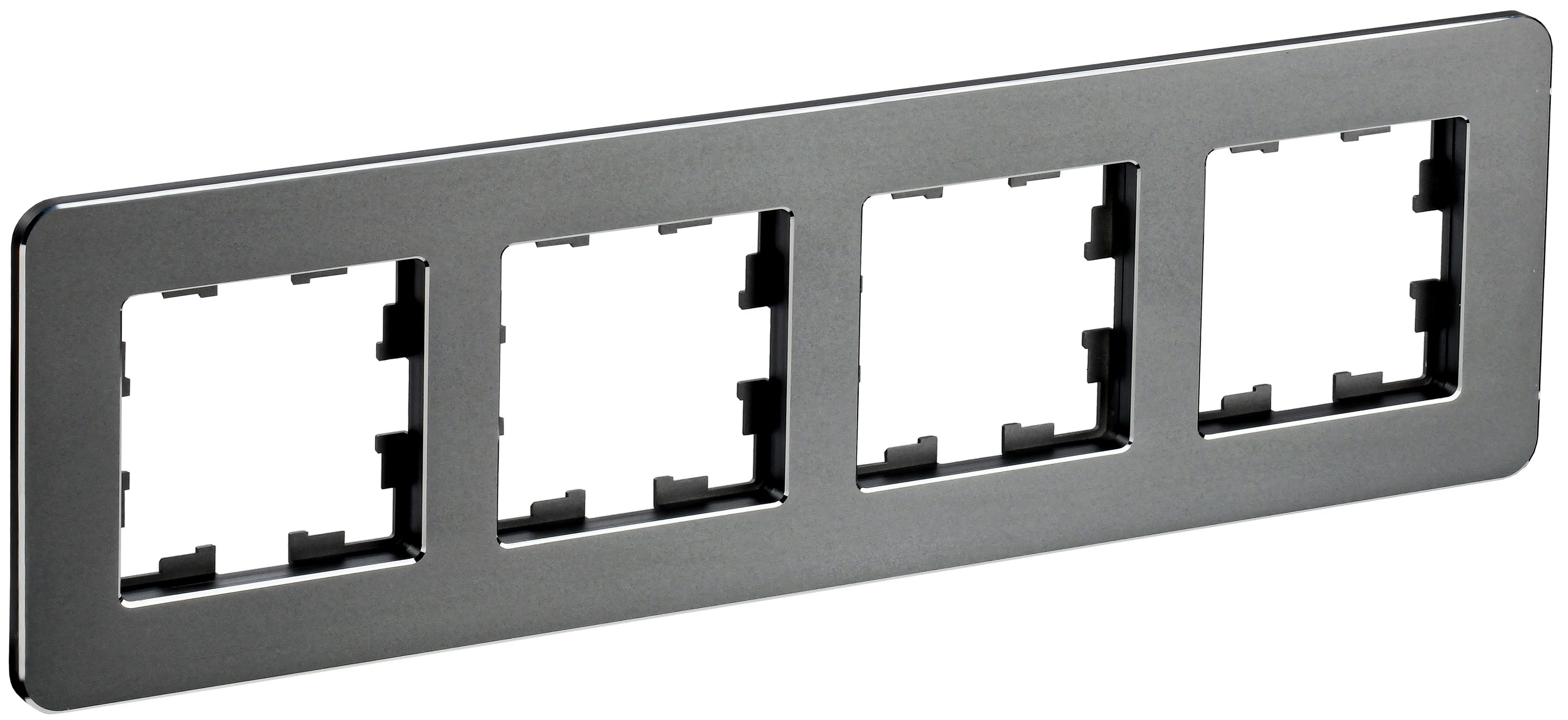 Изображение товара IEK BRITE DECOR Титан металл рамка 4-м РУ 4 1 Бр RE