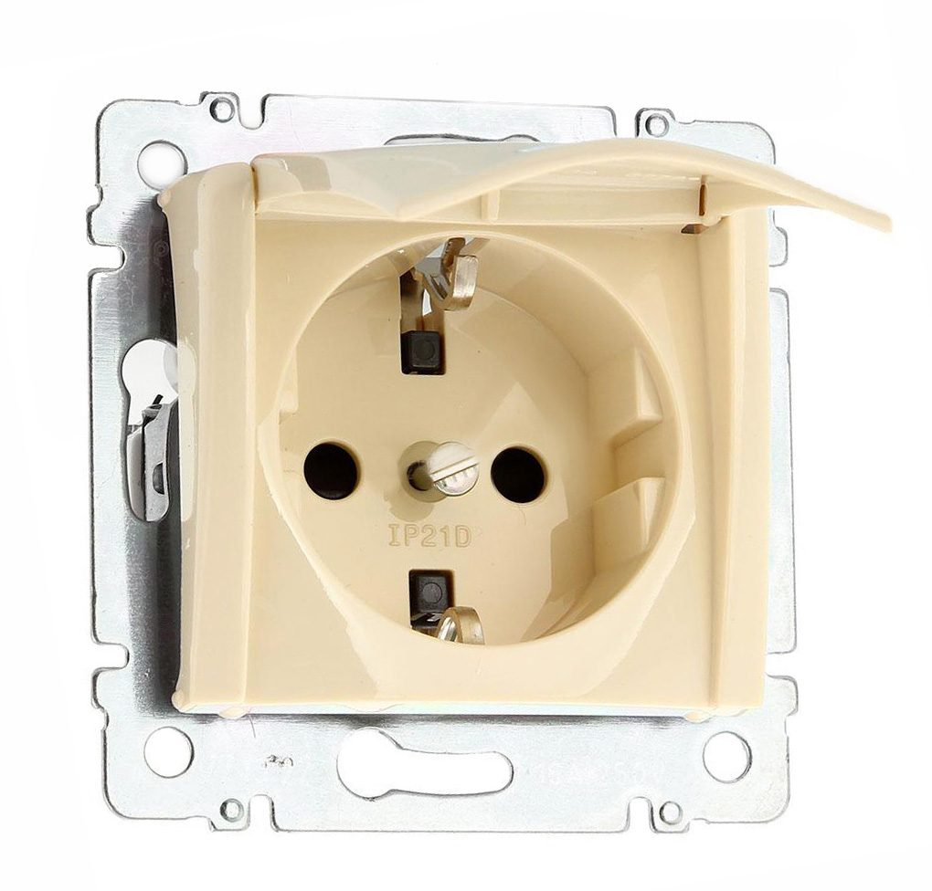 Изображение товара Legrand DIY Valena Крем Розетка 1-ая с/з с крышкой.