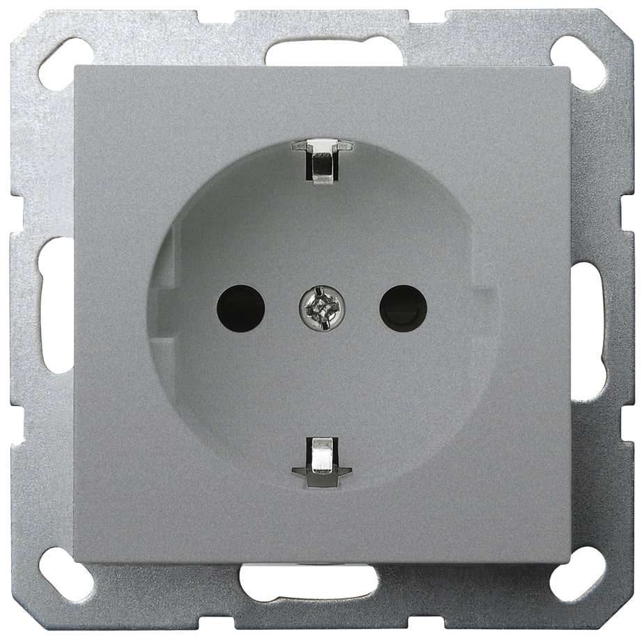 Изображение товара Jasmart G Алюминий Розетка с/з со шторками 16A 250V~