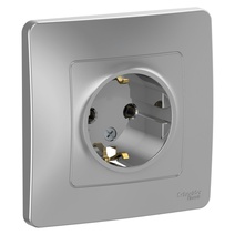 Изображение товара Systeme Electric Blanca внутр Алюминий Розетка с/з без шторок, 16А, 250В