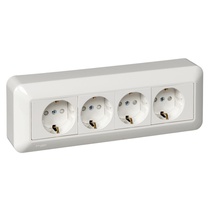 Изображение товара Systeme Electric Blanca наруж Бел Розетка 4-я с/з с защитными шторками 16А, монтажная пластина (в сборе) (индивид.упак.)