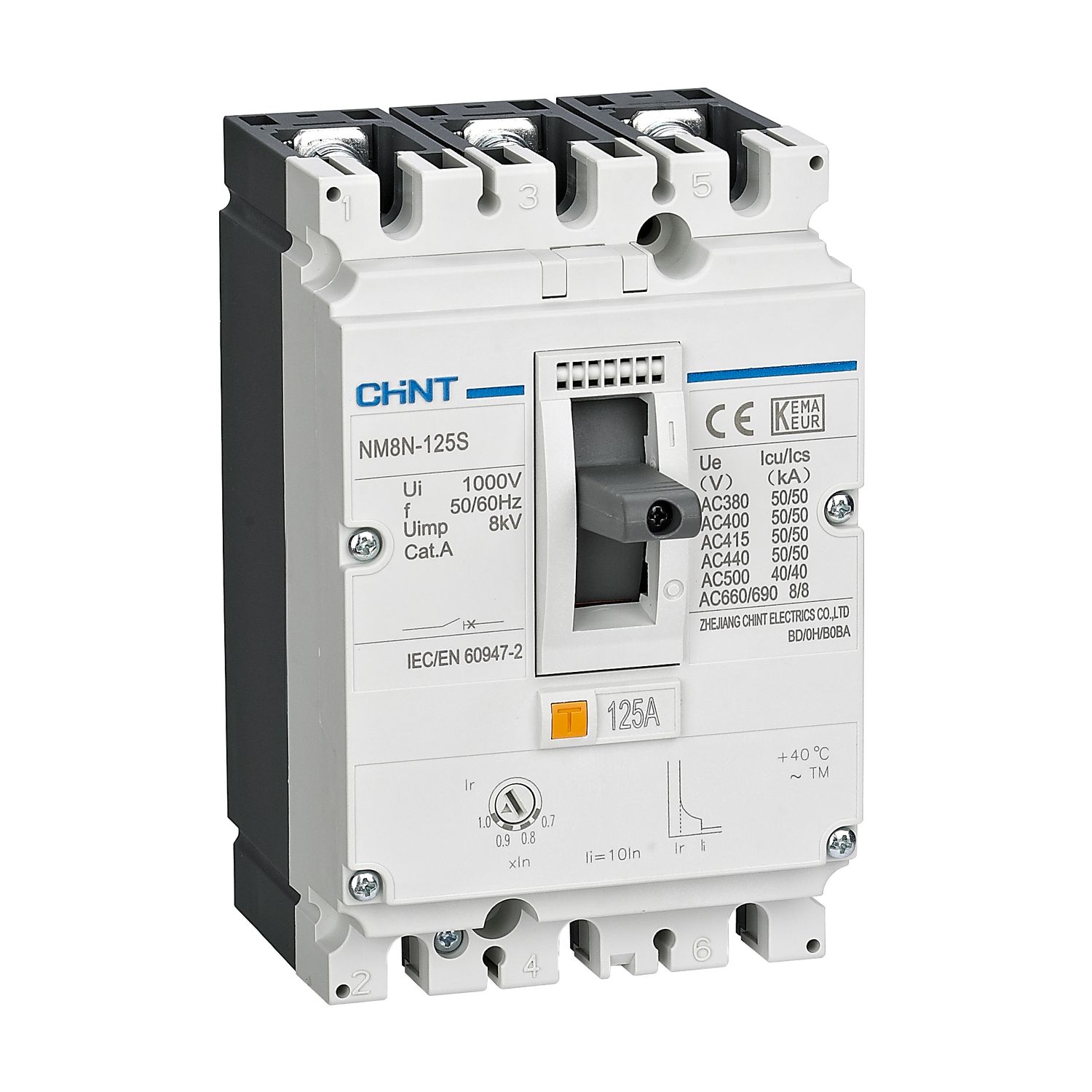 Изображение товара CHINT Авт. выкл. NM8N-125C TM 3P 100А 36кА с рег. термомаг. расцепителем (R)