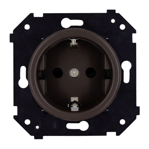 Изображение товара BIRONI Шедель Бриз Пластик Коричневый матовый Розетка с/з (скрытый монтаж)