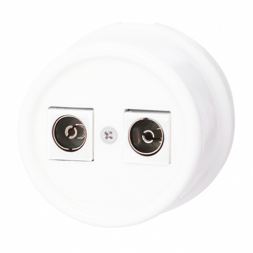 Изображение товара BIRONI Лизетта: двойная телевизионная розетка, белый пластик