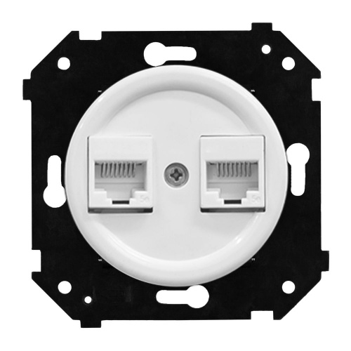 Изображение товара BIRONI Шедель Бриз Пластик Белый матовый Розетка 2-ая RJ45 механизм + накладка (скрытый монтаж)