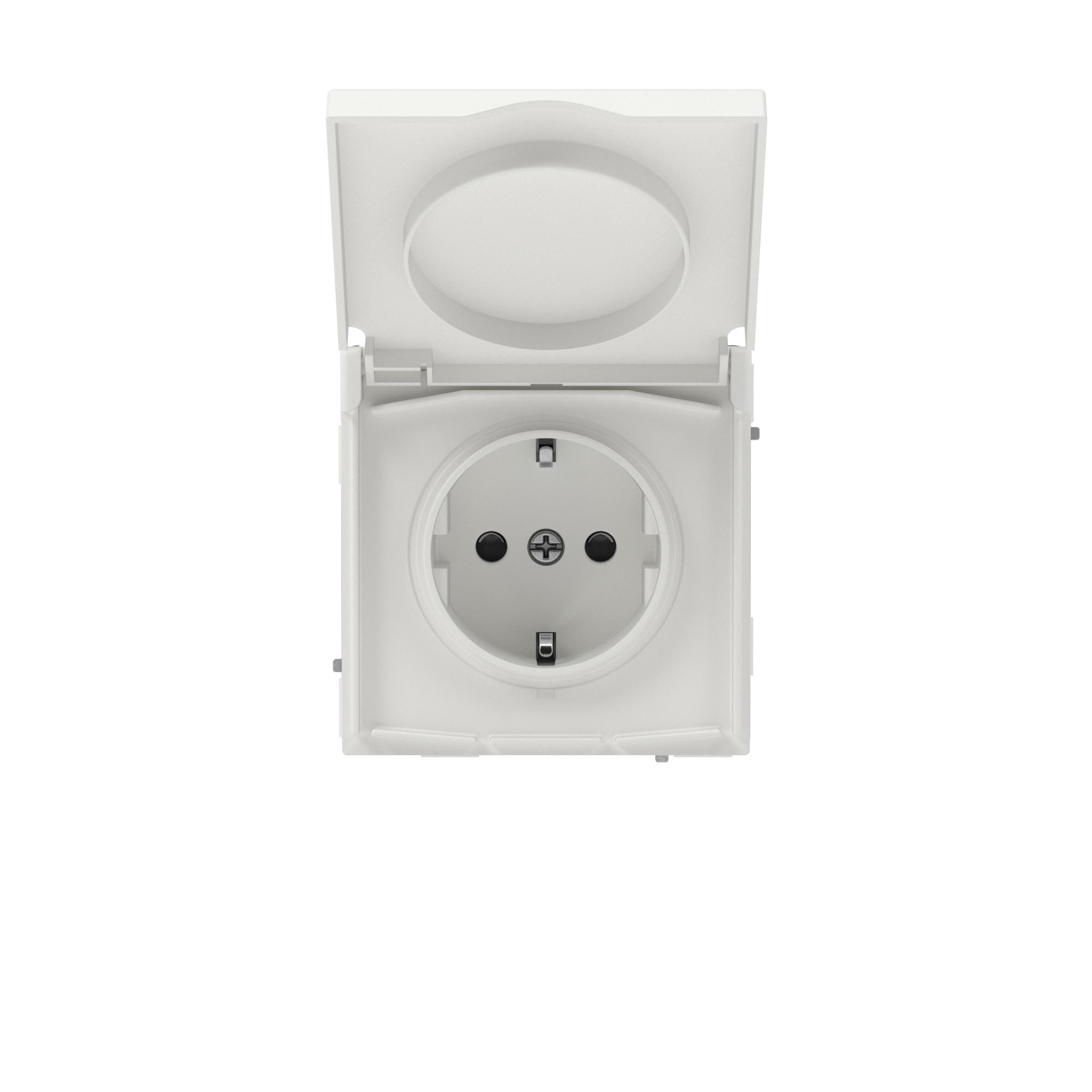 Изображение товара DKC KANT Розетка силовая, 2P+E, с з/ш, с крышкой, IP44, белый песок