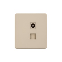 Изображение товара KRANZ ROUND Розетка компьютерная RJ45 кат6 + TV с/у шелк, с 1-пост. рамкой