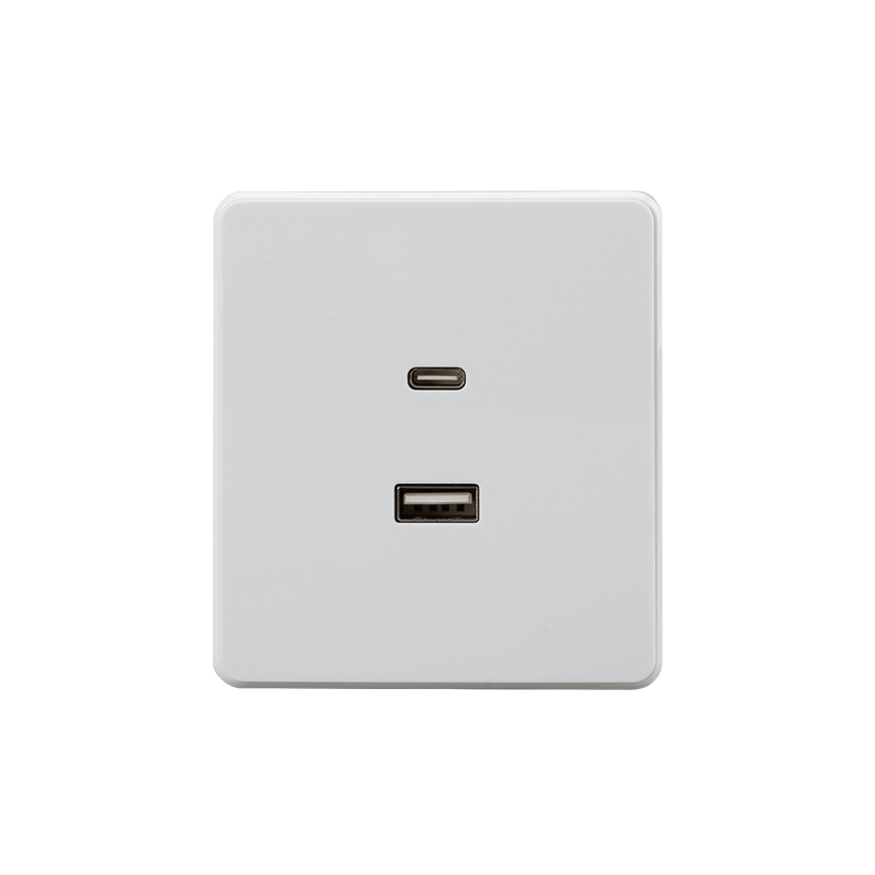 Изображение товара KRANZ ROUND Розетка USB-A+Type-C 3А с функцией быстрой зарядки перламутр , с 1-пост. рамкой Изображение товара KRANZ ROUND Розетка USB-A+Type-C 3А с функцией быстрой зарядки перламутр , с 1-пост. рамкой