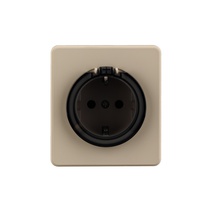 Изображение товара KRANZ ROUND Розетка 1-ая с/з с/у, со шторками и крышкой 16А шелк, с 1-пост. рамкой