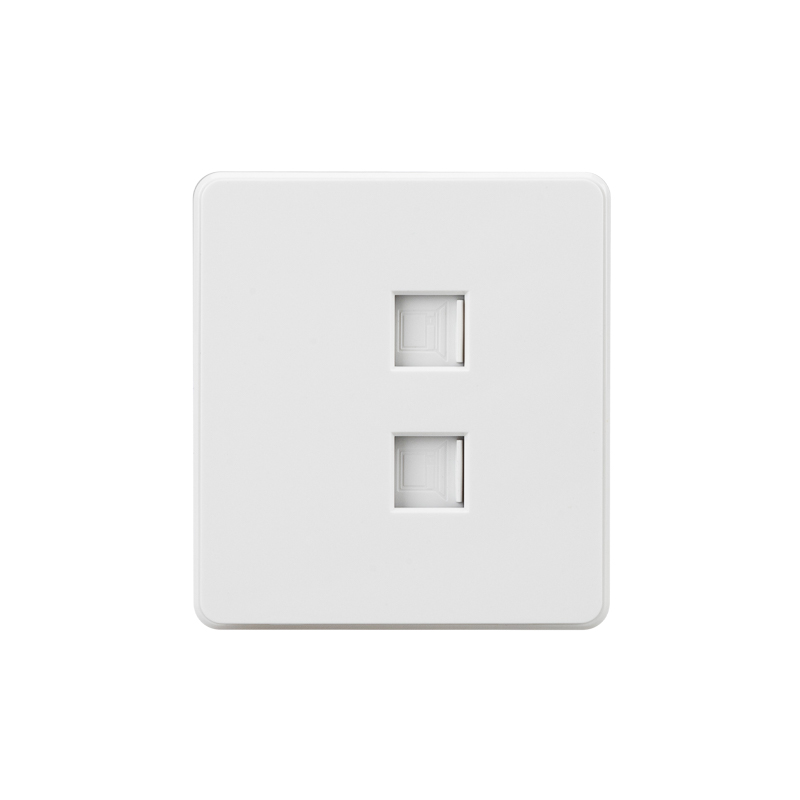 Изображение товара KRANZ ROUND Розетка компьютерная двойная RJ45+RJ45 кат6 с/у перламутр , с 1-пост. рамкой