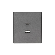 Изображение товара KRANZ STRONG Розетка  USB-A+Type-C 3А с функцией быстрой зарядки графит , с 1-пост. рамкой