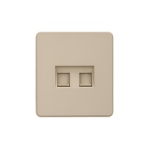 Изображение товара KRANZ ROUND Розетка компьютерная двойная RJ45+RJ45 кат6 с/у шелк, с 1-пост. рамкой