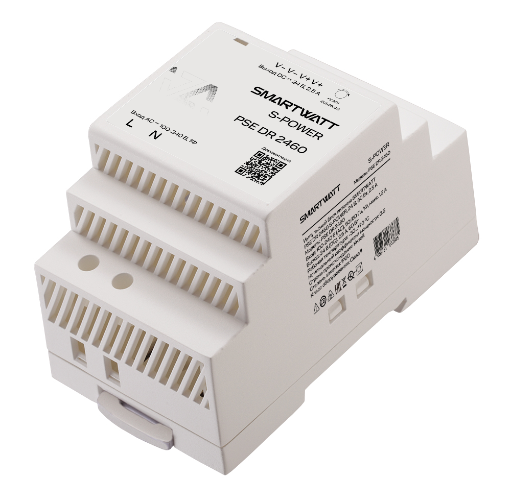 Изображение товара SMARTWATT Импульсный блок питания PSE DR 2460 S-POWER, 24 В, 60 Вт, 2,5 А