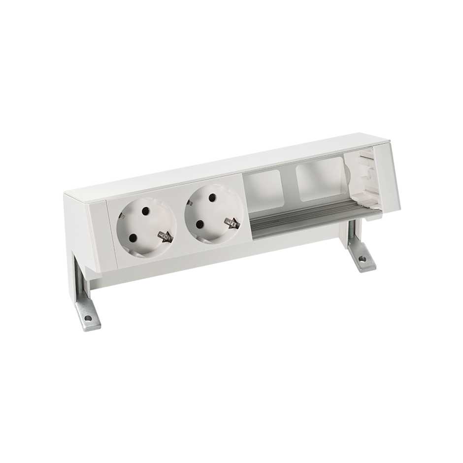 Изображение товара Simon 400 Белый настольный розеточный блок 2х2P+E две пустые секции