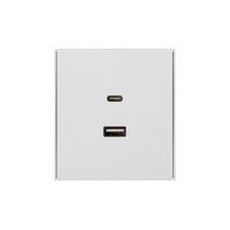 Изображение товара KRANZ STRONG Розетка  USB-A+Type-C 3А с функцией быстрой зарядки жемчуг , с 1-пост. рамкой